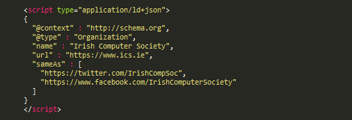 Meta tag JSON