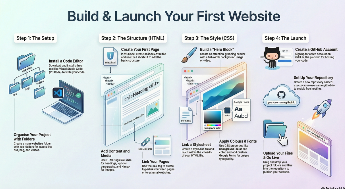 Infographic summarizing core concepts for modern frontend development