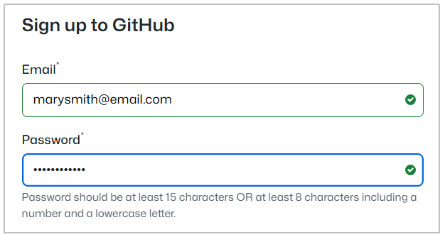 GitHub email and password