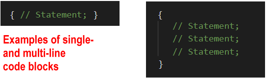 JavaScript code blocks