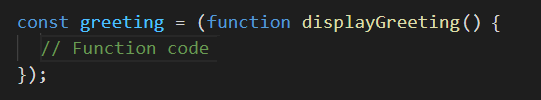 JavaScript function expression code block