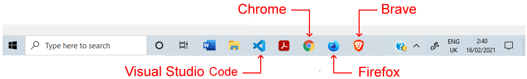 Windows Taskbar icons