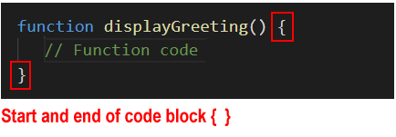 JavaScript function declaration code block