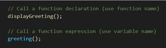JavaScript function expression calling