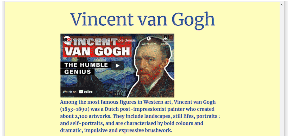 Web Design Project: Vincent van Gogh