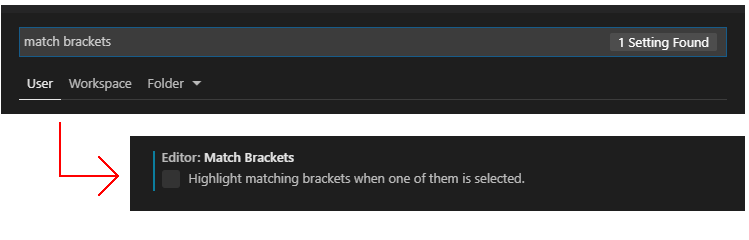 Match Brackets: Microsoft Visual Studio Code